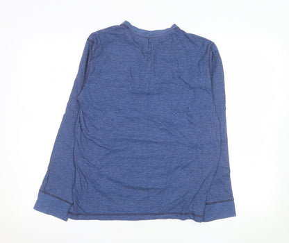 Marks and Spencer Men's Blue Henley Long Sleeve Sweatshirt Size S
