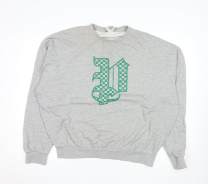 Pash Mens Grey Crew Neck Graphic Sweatshirt Size L