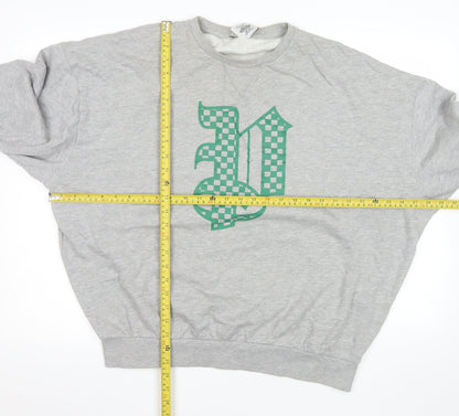 Pash Mens Grey Crew Neck Graphic Sweatshirt Size L