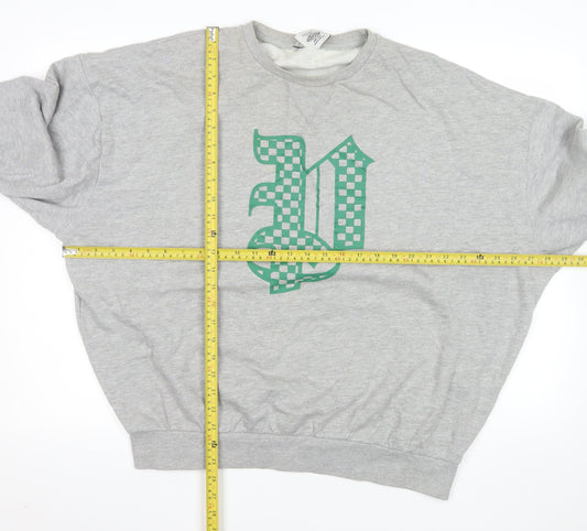 Pash Mens Grey Crew Neck Graphic Sweatshirt Size L