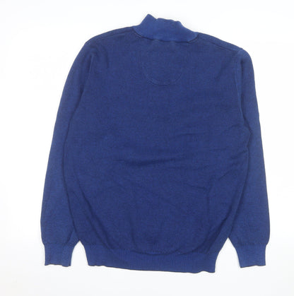 André Men's Blue 1/2 Zip Cotton Knit Sweatshirt Size L