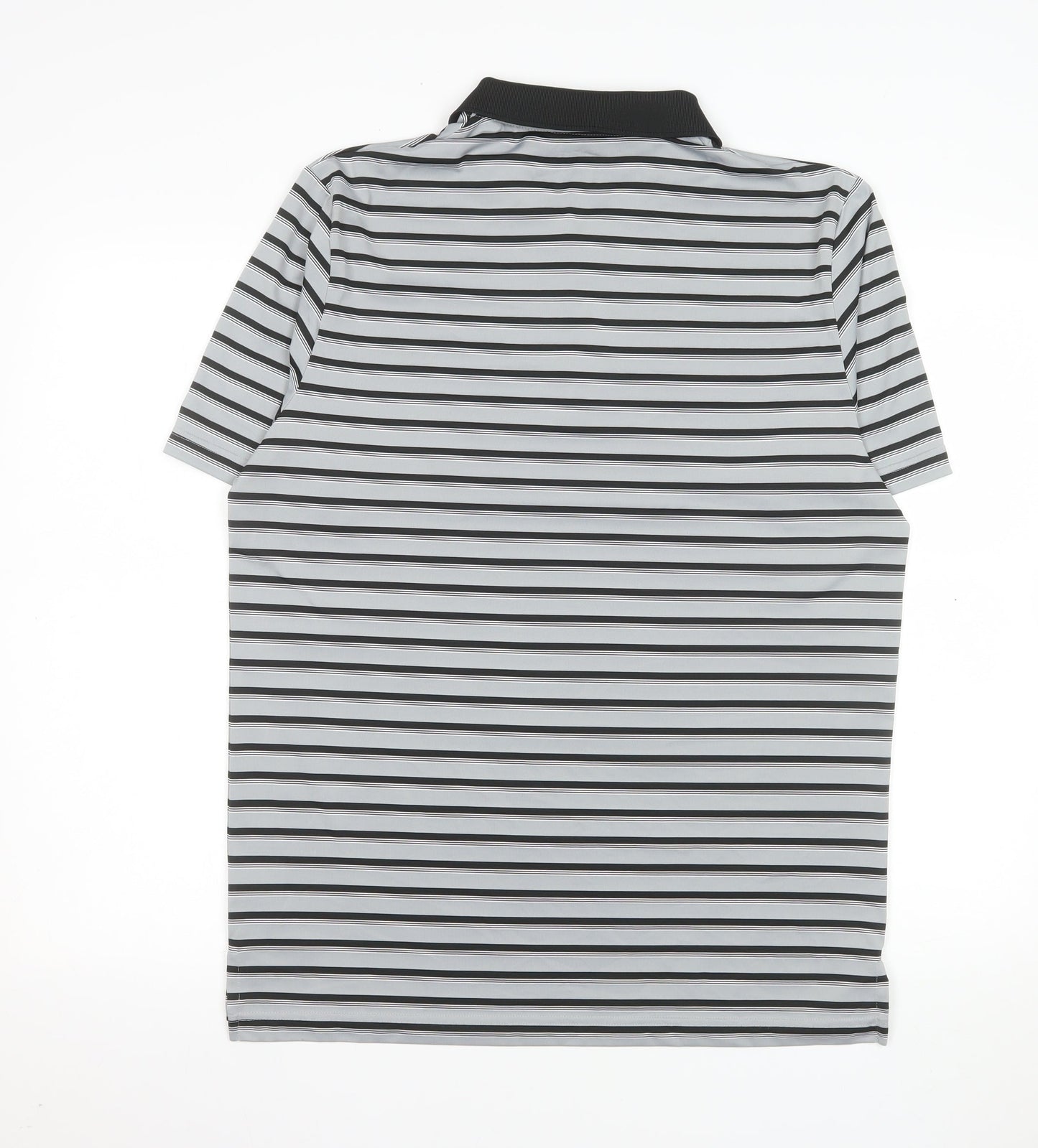 Adidas Men Grey Striped Performance Polo Shirt M
