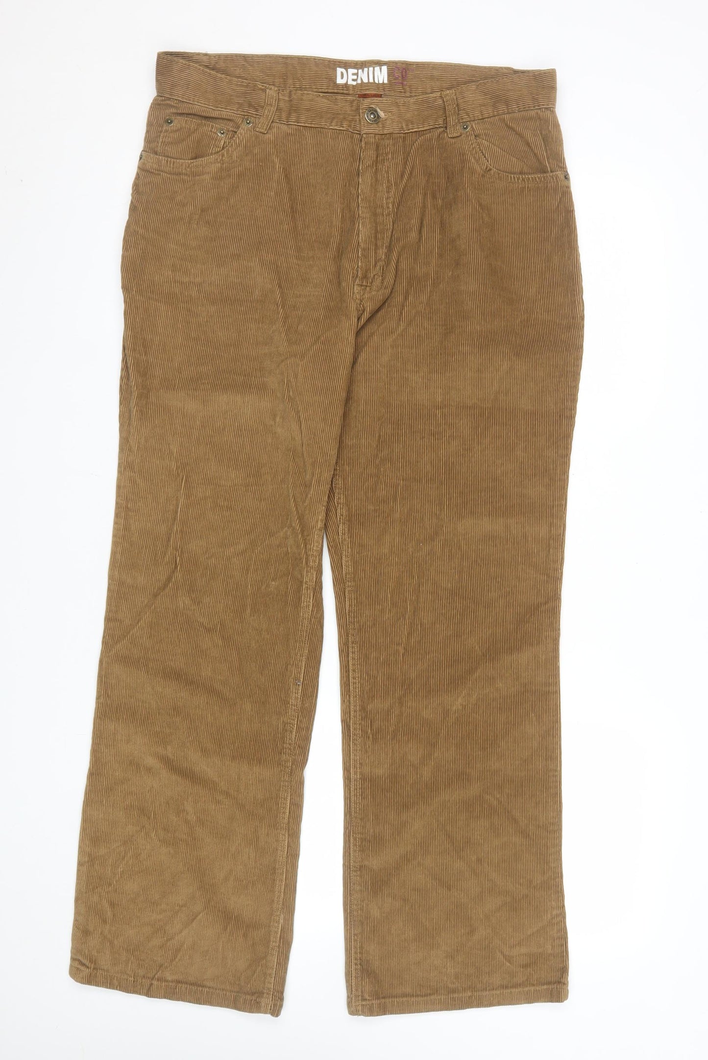 Denim Co Men's Brown Corduroy Trousers 34W 30L Regular Fit