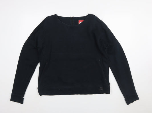 Nike Womens Black Long Sleeve Full Zip Sweatshirt L Cotton Blend