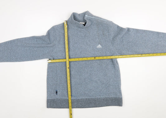 Adidas Women Grey Pullover Sweatshirt Size 10 Polyester Fleece