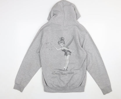 Walt Disney World Women Grey Full Zip Hoodie Small Tinker Bell Graphic