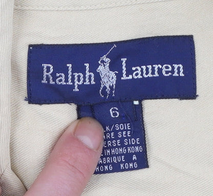 Ralph Lauren Men's Beige Silk Long Sleeve Button-Up Shirt L