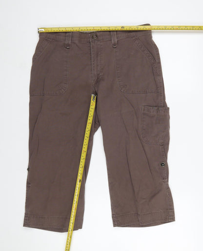 Lee Womens Brown Cargo Cropped Trousers Size 10 Petite Stretch Cotton