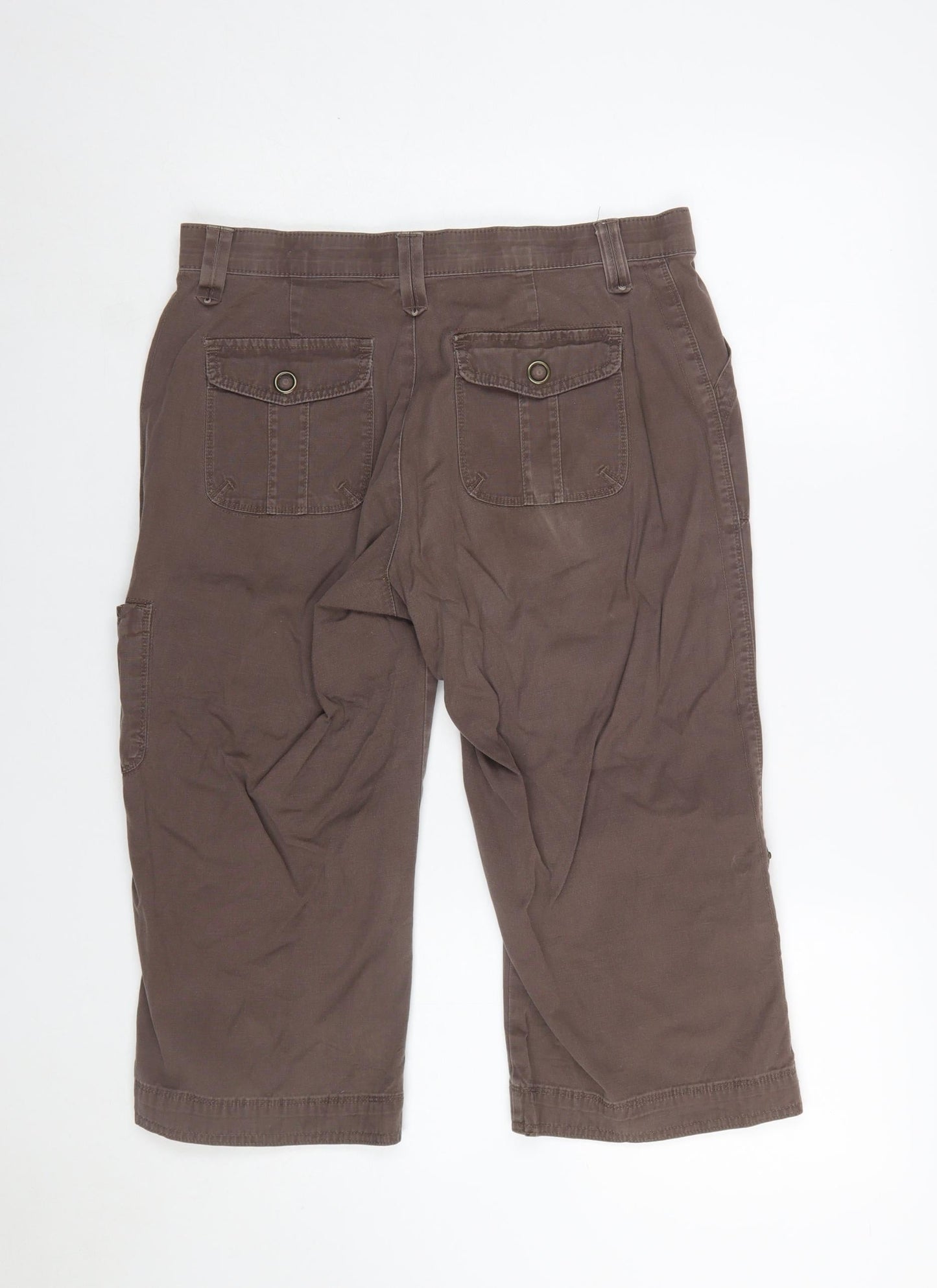Lee Womens Brown Cargo Cropped Trousers Size 10 Petite Stretch Cotton