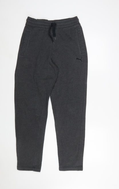 Puma Womens Grey S Jogger Trousers Fleece Lined Comfort Fit
