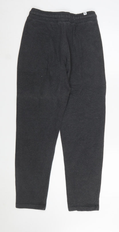 Puma Womens Grey S Jogger Trousers Fleece Lined Comfort Fit