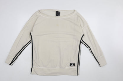 Adidas Womens Beige Long Sleeve Pullover Sweatshirt Size 12-14