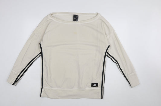 Adidas Womens Beige Long Sleeve Pullover Sweatshirt Size 12-14