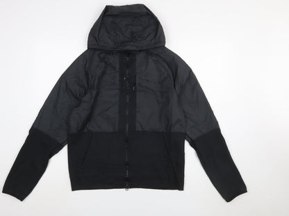 Nike Men's Black Windbreaker Jacket Size S Hooded Full Zip