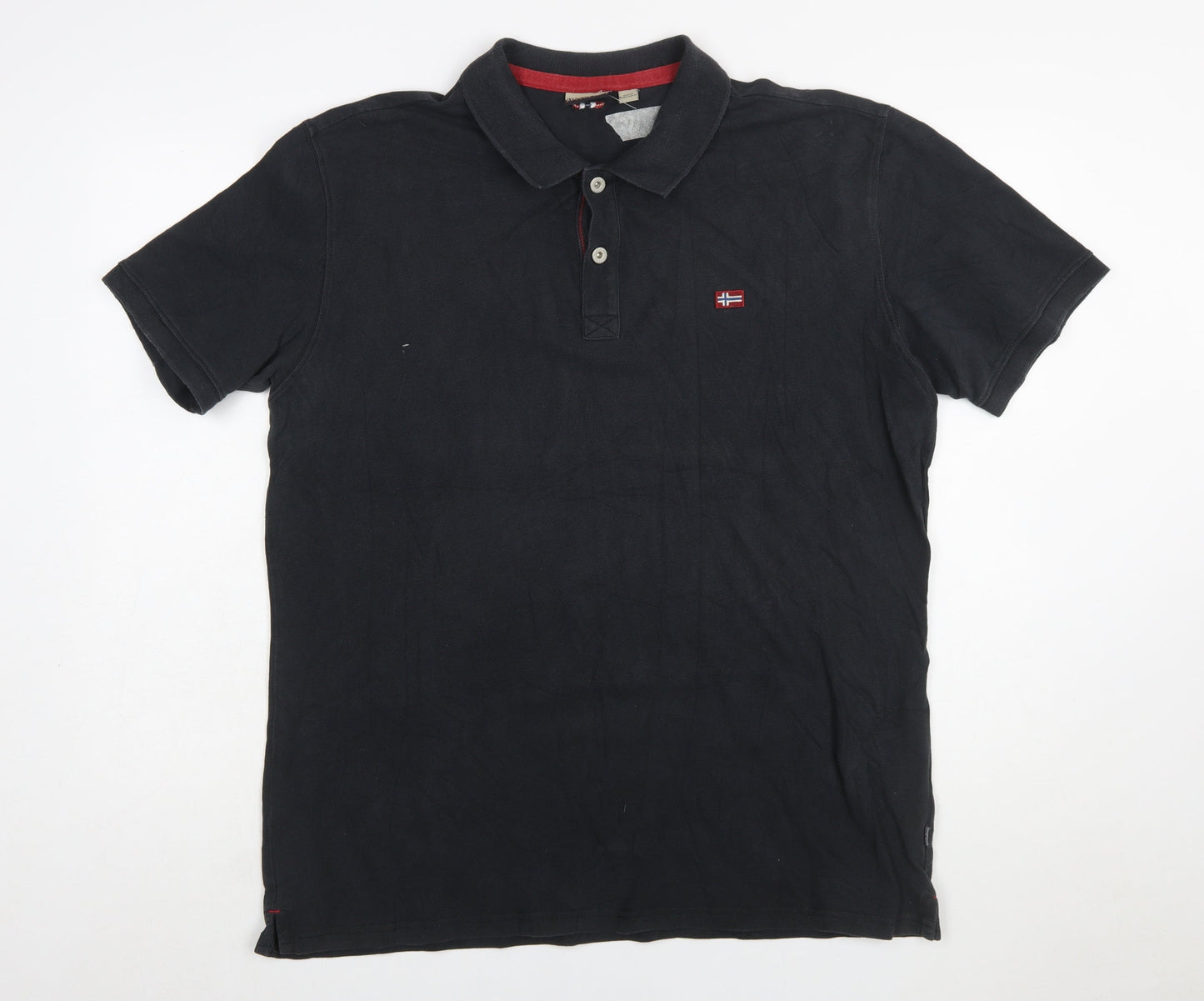 Napapijri Men’s Black 2XL Cotton Polo Shirt Classic Logo Style