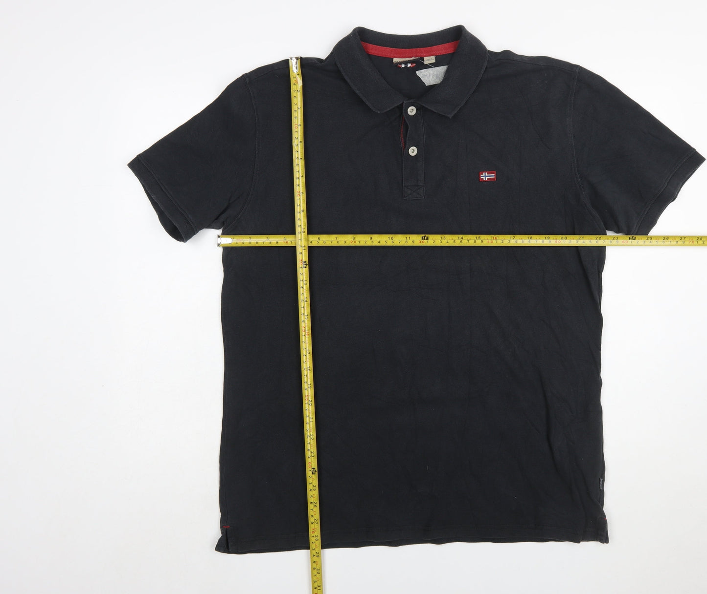 Napapijri Men’s Black 2XL Cotton Polo Shirt Classic Logo Style