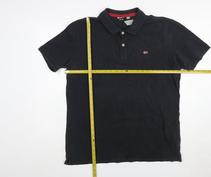 Napapijri Men’s Black 2XL Cotton Polo Shirt Classic Logo Style
