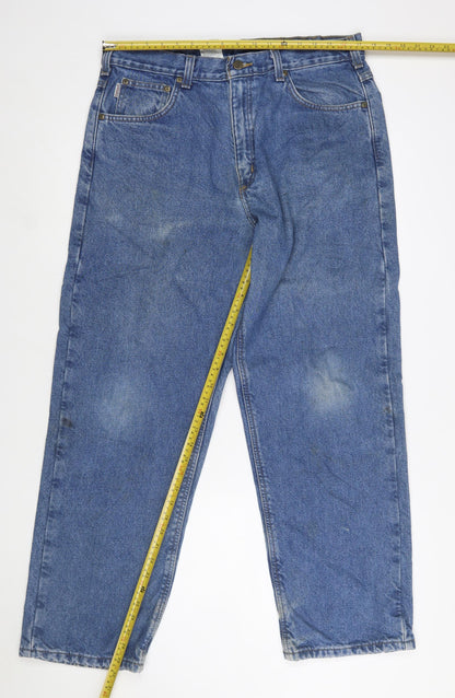 Carhartt Men's Blue Relaxed Fit Straight Leg Denim Jeans 35x30