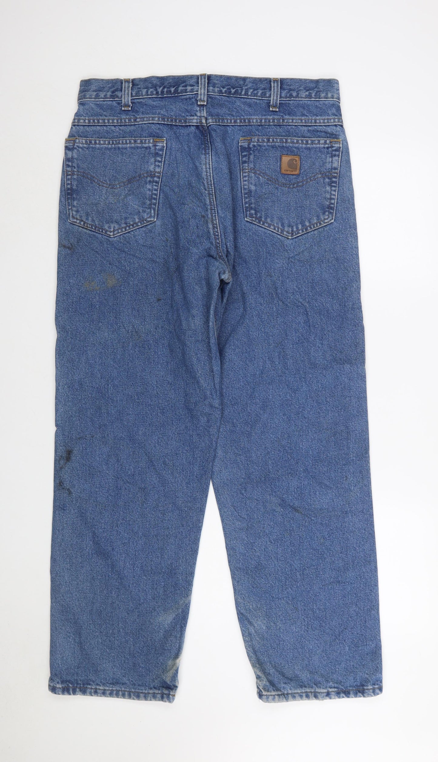 Carhartt Men's Blue Relaxed Fit Straight Leg Denim Jeans 35x30