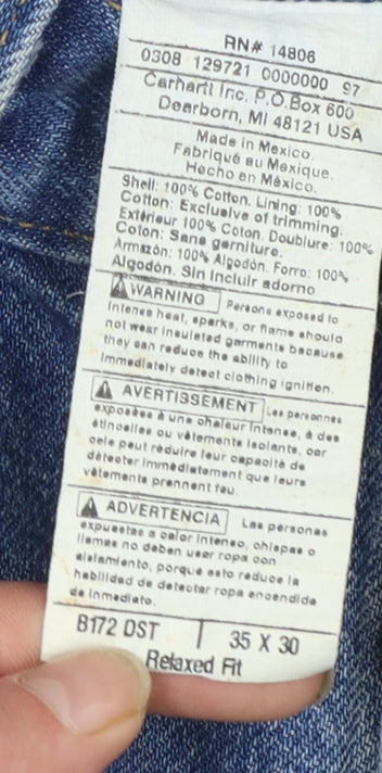 Carhartt Men's Blue Relaxed Fit Straight Leg Denim Jeans 35x30
