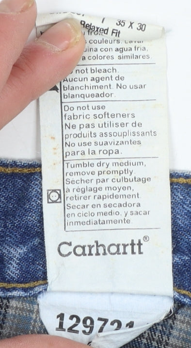 Carhartt Men's Blue Relaxed Fit Straight Leg Denim Jeans 35x30