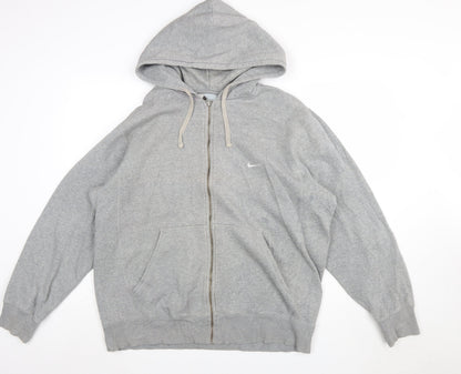 Nike Men's Grey XL Full Zip Hoodie Sweatshirt Cotton Fleece