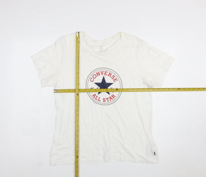 Converse Boys White XL Classic Fit Logo Graphic Cotton T-Shirt