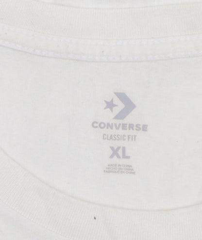 Converse Boys White XL Classic Fit Logo Graphic Cotton T-Shirt