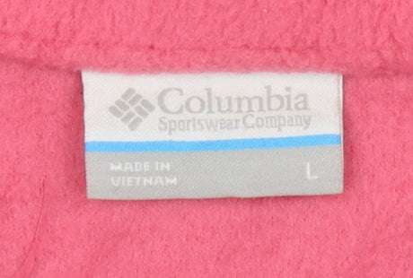 Columbia Women Pink Fleece Full Zip Jacket L Lightweight Outdoor