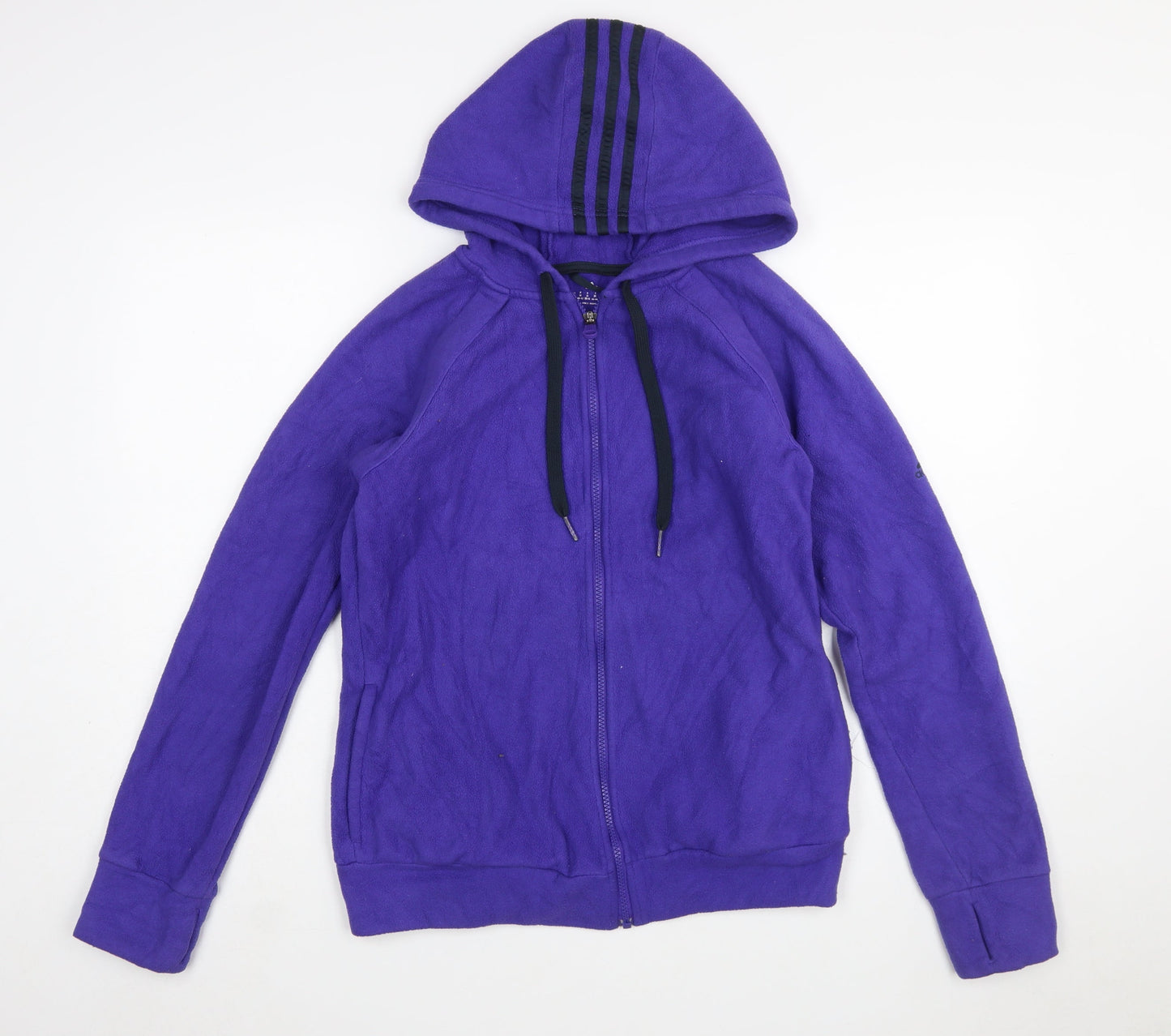 Adidas Womens Purple Fleece Hooded Full Zip Jacket Size M 12-14
