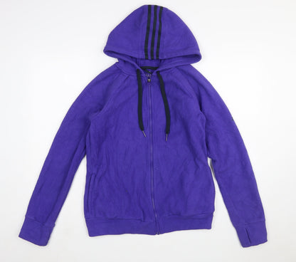 Adidas Womens Purple Fleece Hooded Full Zip Jacket Size M 12-14