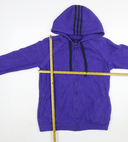 Adidas Womens Purple Fleece Hooded Full Zip Jacket Size M 12-14