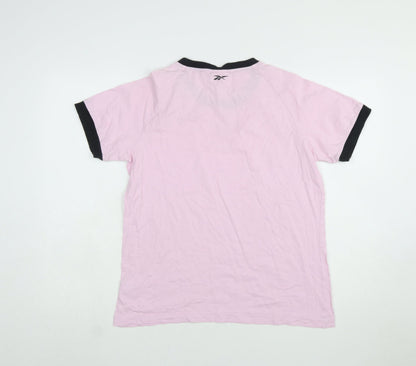 Reebok Women’s Pink Ringer T-Shirt Size L Short Sleeve Cotton