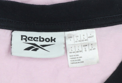 Reebok Women’s Pink Ringer T-Shirt Size L Short Sleeve Cotton