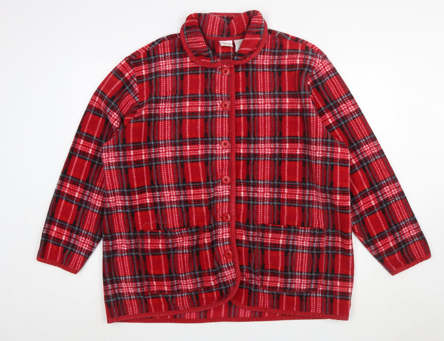 Cherokee Women Red Plaid Fleece Button Jacket Size 18 Plus