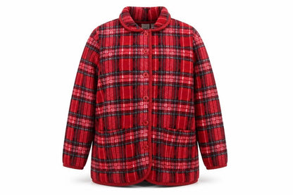 Cherokee Women Red Plaid Fleece Button Jacket Size 18 Plus