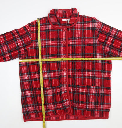 Cherokee Women Red Plaid Fleece Button Jacket Size 18 Plus