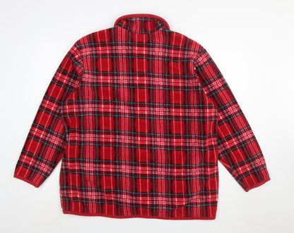 Cherokee Women Red Plaid Fleece Button Jacket Size 18 Plus