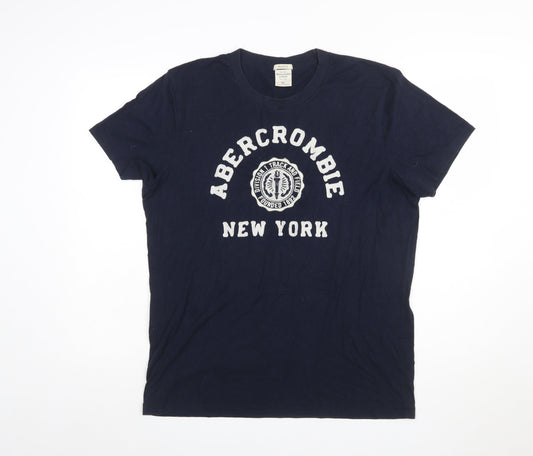 Abercrombie & Fitch Men's Navy Crew Neck Graphic T-Shirt XL Muscle Fit