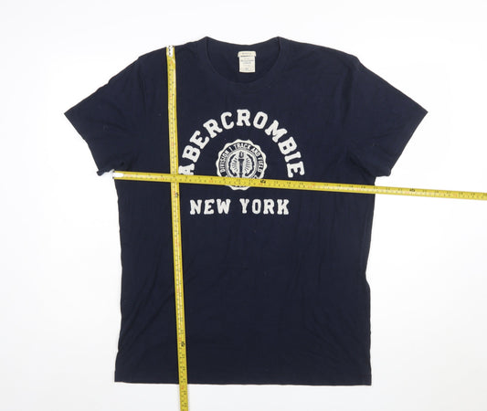 Abercrombie & Fitch Men's Navy Crew Neck Graphic T-Shirt XL Muscle Fit