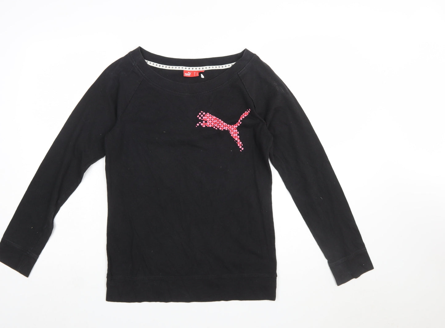Puma Womens Black Long Sleeve Cotton Sports T-Shirt Size 12