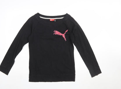 Puma Womens Black Long Sleeve Cotton Sports T-Shirt Size 12