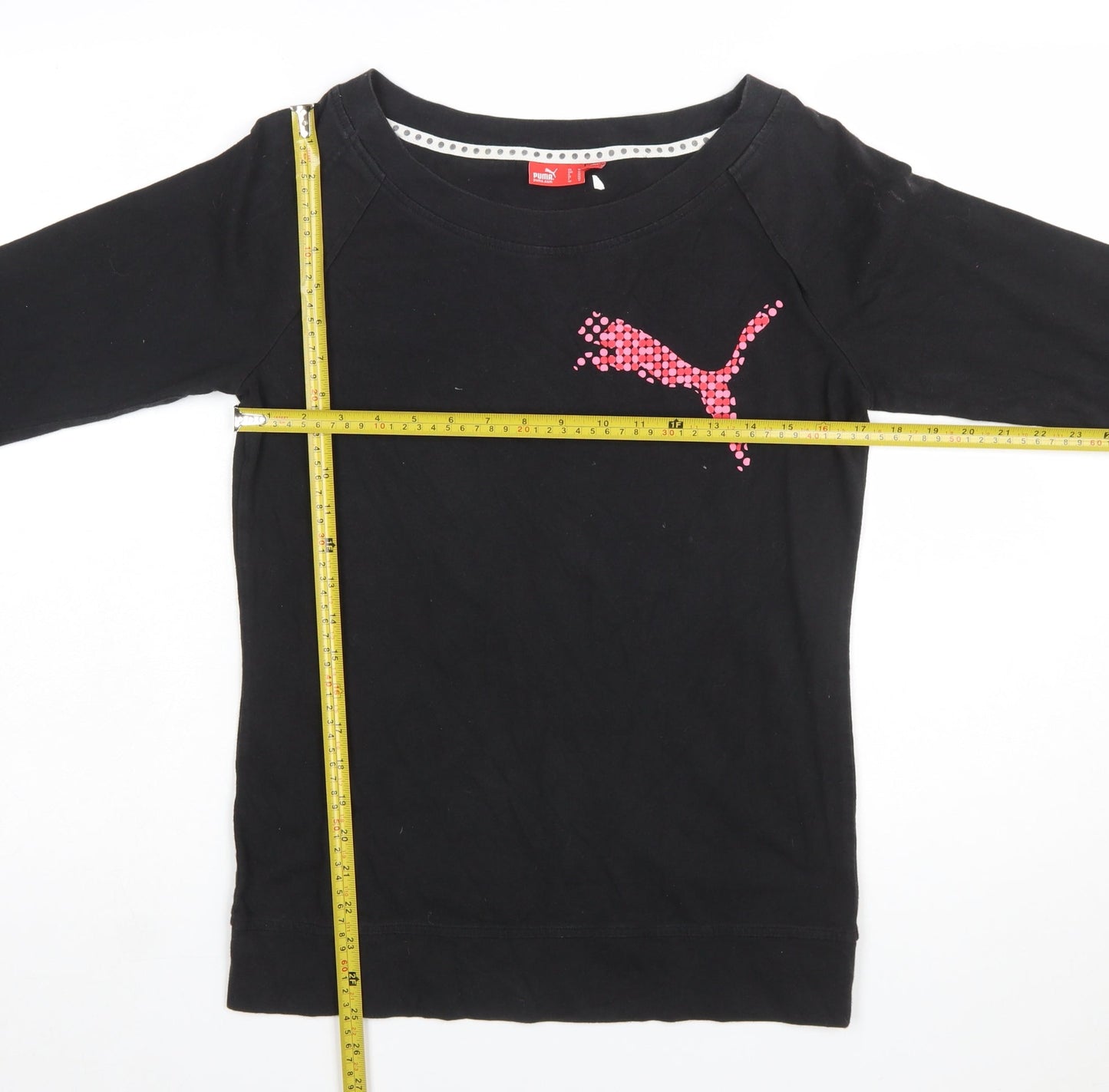 Puma Womens Black Long Sleeve Cotton Sports T-Shirt Size 12