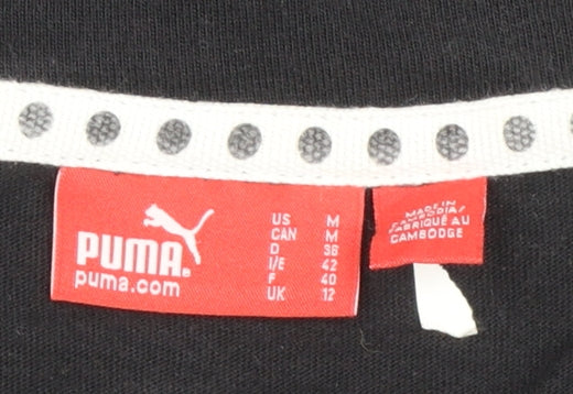 Puma Womens Black Long Sleeve Cotton Sports T-Shirt Size 12