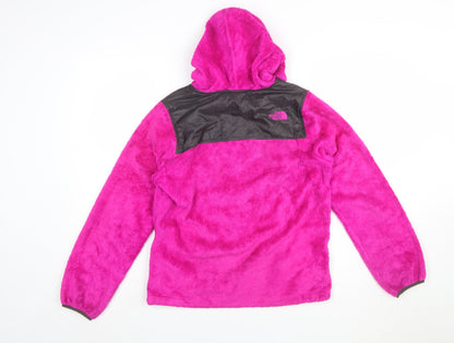 The North Face Girls Pink Hooded Fleece Jacket XL (18) Full Zip Lined
