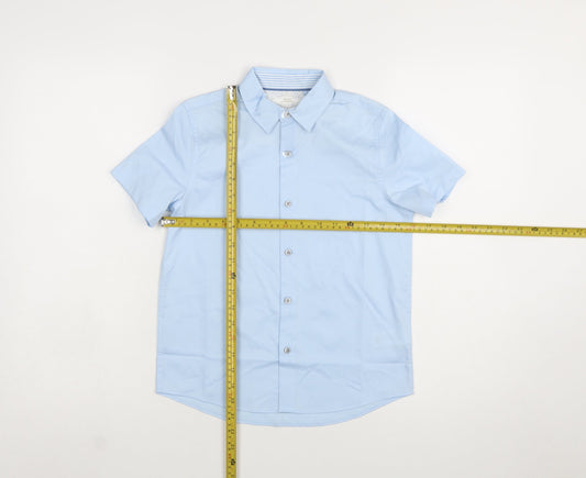 Next Boys Blue Short Sleeve Button-Up Dress Shirt 8 Years