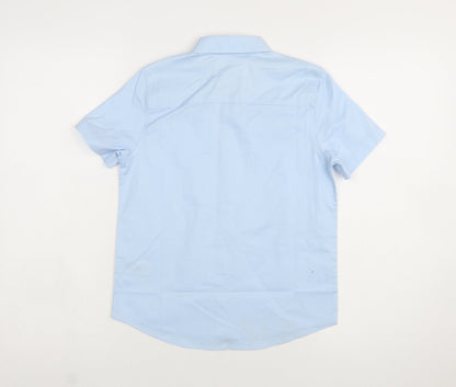 Next Boys Blue Short Sleeve Button-Up Dress Shirt 8 Years