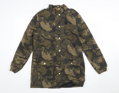 Stradivarius Women’s Green Camouflage Military Jacket Size S