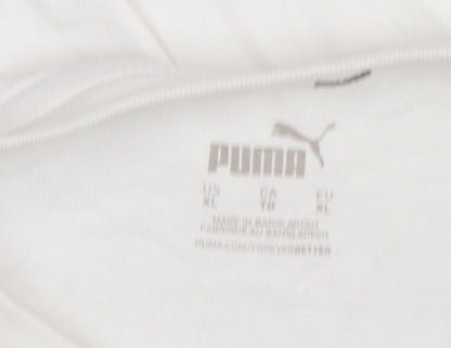 Puma Womens White XL Relaxed Cotton Crew Neck T-Shirt