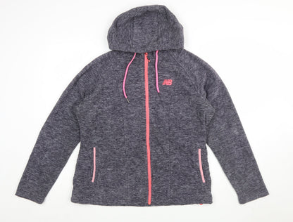 New Balance Womens Grey Pink Full Zip Hoodie XL Polyester Blend
